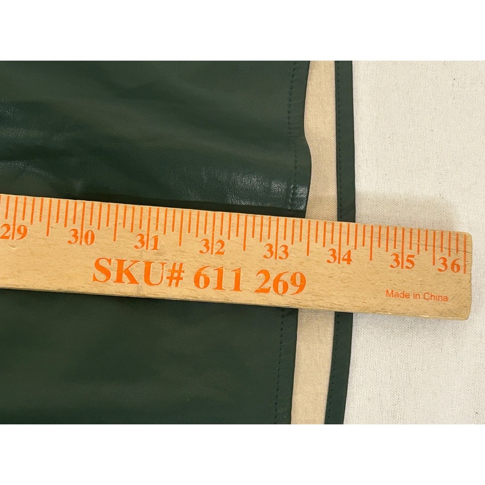 Entro Faux Leather Tiered‎ Ruffle Sleeve Dress Minimalist Neutral Green Sz M - Picture 4 of 10